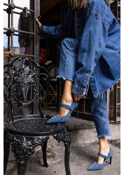 Creyza Kadın Kot Trok Detay Topuklu Ayakkabi