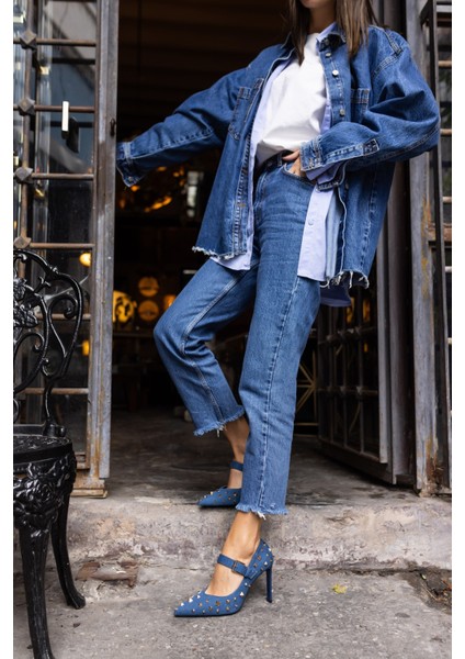 Creyza Kadın Kot Trok Detay Topuklu Ayakkabi