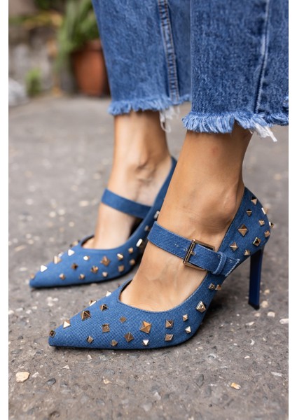 Creyza Kadın Kot Trok Detay Topuklu Ayakkabi