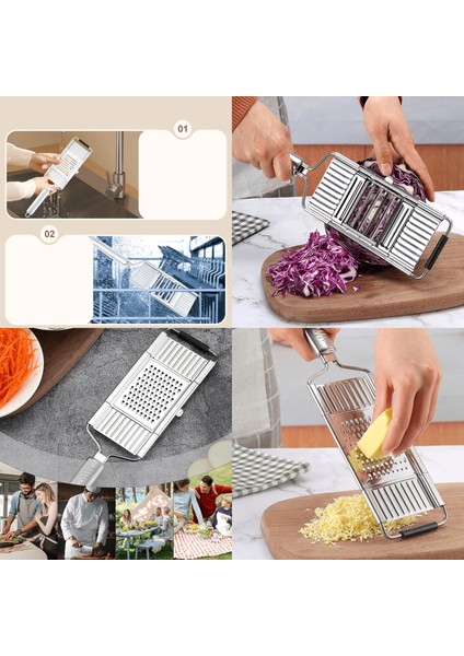 Paslanmaz Çelik Sebze Rendesi – Değiştirilebilir 3 Bıçaklı, Çok Fonksiyonlu, Hızlı ve Pratik 722270