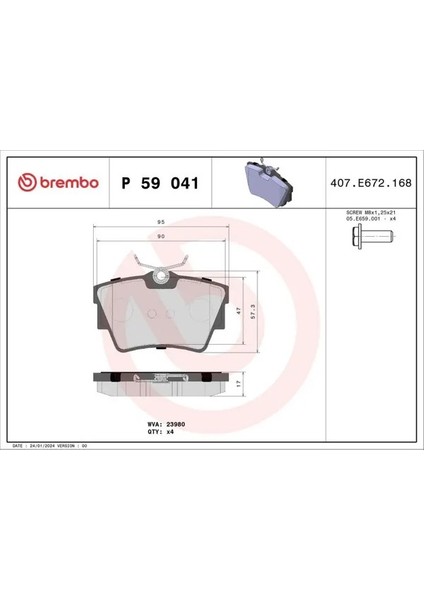 P59041 Arka Fren Balatasi 1605199 4406000Q2E 4406000QAF
