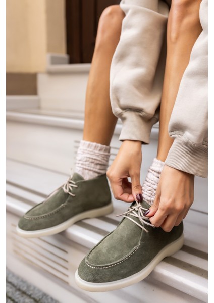 Setla Kadin Gri Gercek Deri Suet Bot modelleri