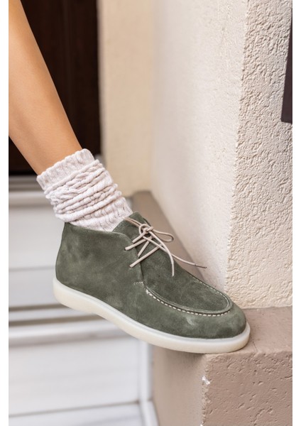 Setla Kadin Gri Gercek Deri Suet Bot indirimleri