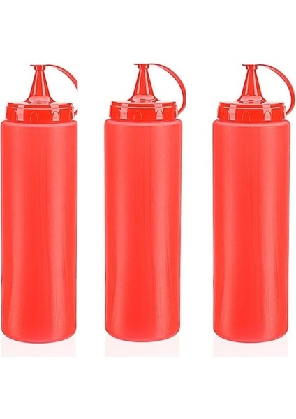 Ketçap Şişesi - 1000ML Dev Boy Kırmızı 3 Adet