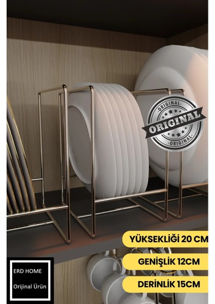 Gümüş Metal Tabak Düzenleyici - Paslanmaz Ergonomik Dolap Içi Mutfak Organizer