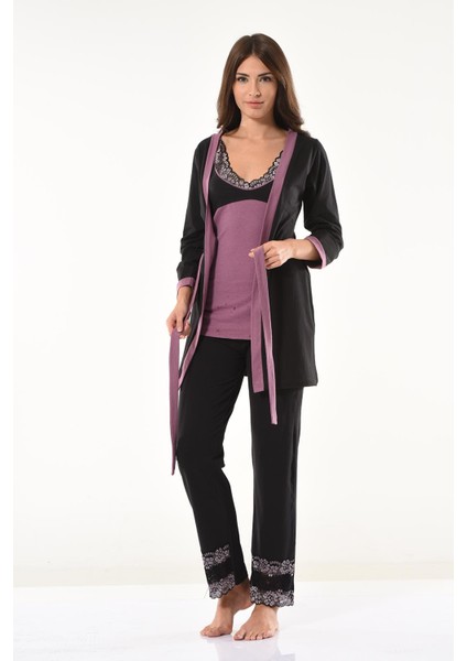 Dantel Detaylı Gecelik Sabahlık Takım 1043