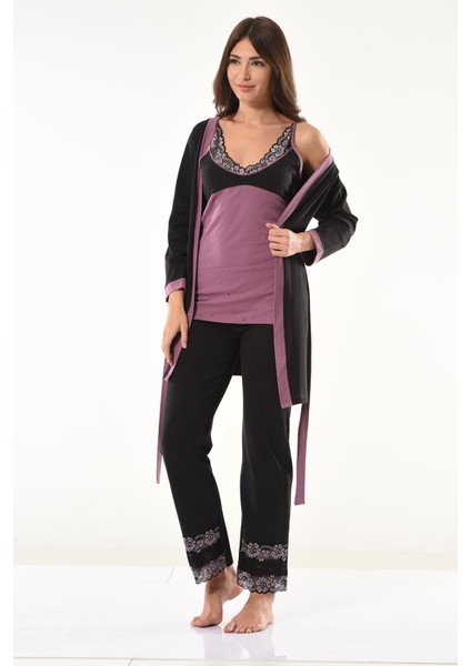 Dantel Detaylı Gecelik Sabahlık Takım 1043 fırsatları