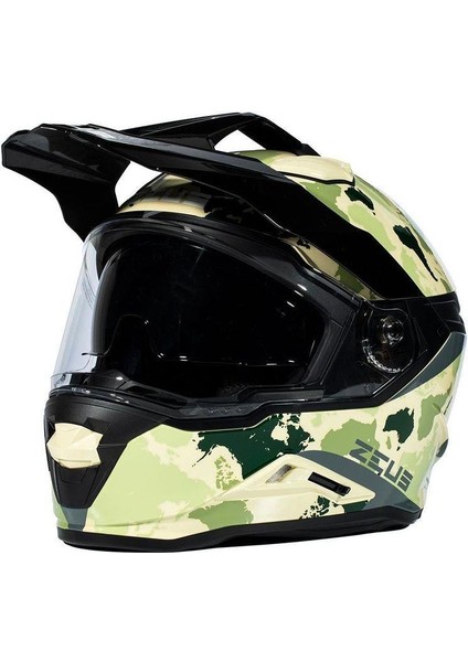 ZS-913 Terekli Motosiklet Kaskı Yellow Bf6 Green