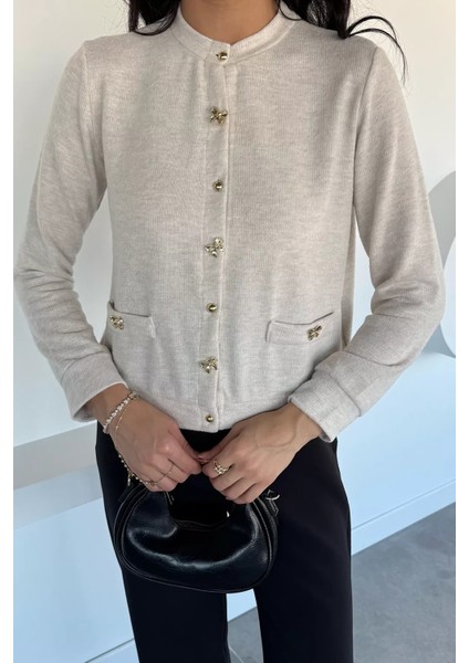 Kadın Fiyonk Düğmeli Triko Hırka P-00018493