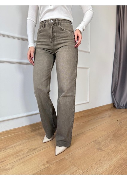 Zr Haki Wide Leg Jean