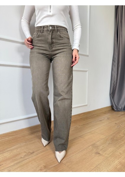 Zr Haki Wide Leg Jean