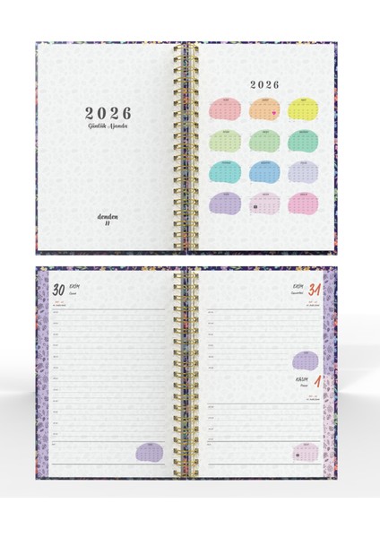 Spiralli 2026 Ajanda Flowers 4 modelleri