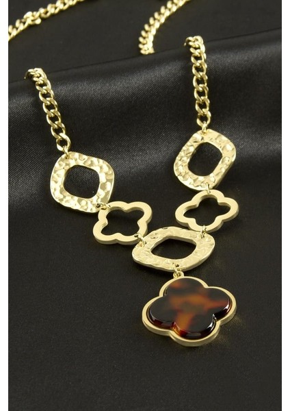 Çiçek Lüks Çelik Kolye