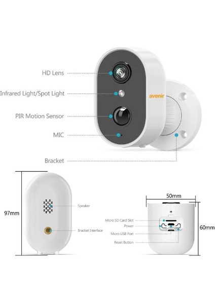 AV-S270 2 Mp Dahili Pilli Pır Algılama 2.4ghz Wifi Solar Gece Görüşlü Ip Ptz Kamera modelleri