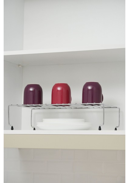 Genişletilebilir Krom Raf Dolap Içi Organizer Mutfak ve Banyo Düzenleyici Büyük Boy