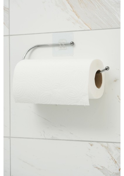 Yapışkanlı Paslanmaz Krom Kare Tuvalet Kağıtlığı ve Askı Aparatı