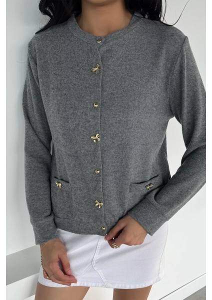 Kadın Fiyonk Düğmeli Triko Hırka P-00018493