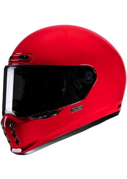 V10 Retro Kapalı Motosiklet Kaskı Koyu Kırmızı