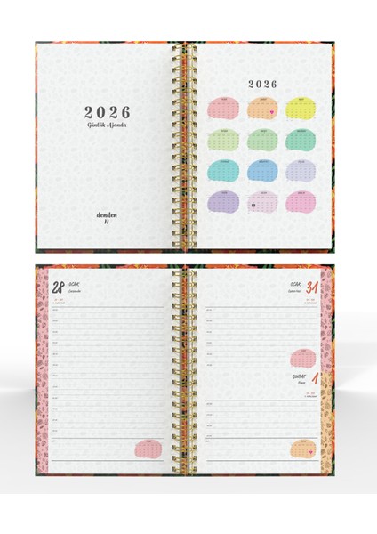 Spiralli 2026 Ajanda Flowers 7 modelleri