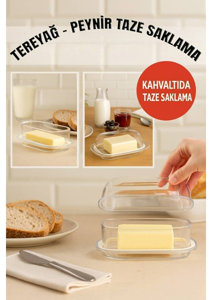 Şeffaf Plastik Tereyağlık Peynir Saklama Kabı 18,5X13X6,5 cm – Sızdırmaz & Hijyenik Kapaklı