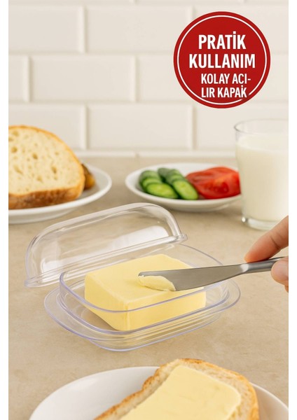 Şeffaf Plastik Tereyağlık Peynir Saklama Kabı 18,5X13X6,5 cm – Sızdırmaz & Hijyenik Kapaklı modelleri