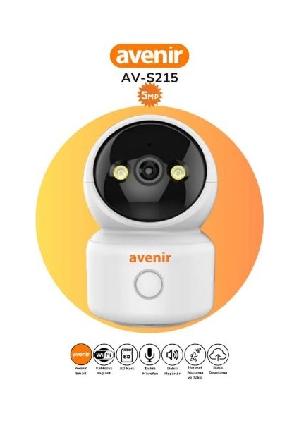 AV-S215 Wifili Bakıcı Bebek Kamerası 5mp 256 GB Sd Kart Desteği Çift Yönlü Ses Sürekli Kayıt Modu