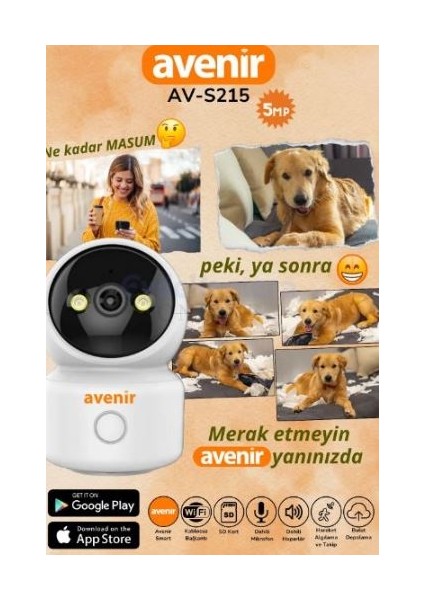 AV-S215 Wifili Bakıcı Bebek Kamerası 5mp 256 GB Sd Kart Desteği Çift Yönlü Ses Sürekli Kayıt Modu fiyatları