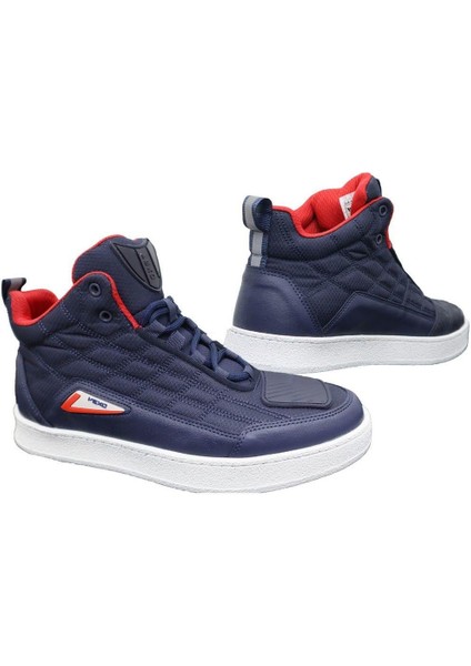 City Korumalı Motosiklet Botu Lacivert-Beyaz