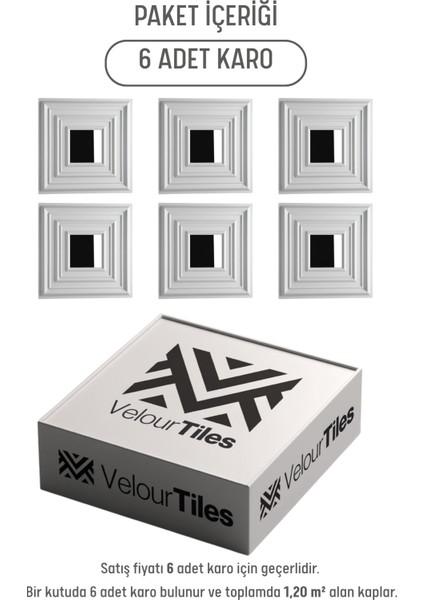 Beyaz 45X45 cm Dekoratif Duvar Paneli – 6’lı Set