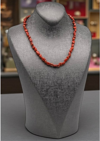Kırmızı Jasper Doğal Taş Kolye Mercimek Kesim ( Çelik Klipsli ) fiyatları