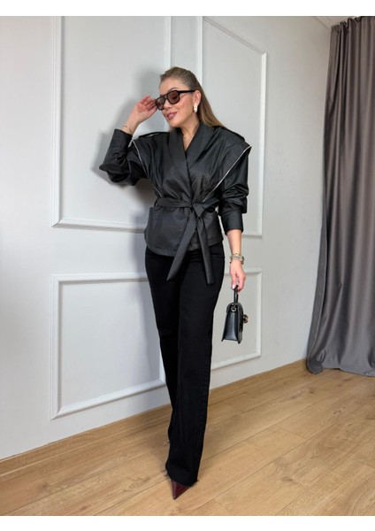 Siyah Petekli Deri Ceket fiyatları