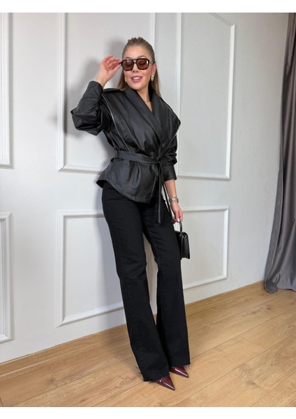 Siyah Petekli Deri Ceket modelleri