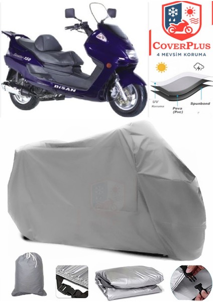 Bisan Senator 150 Gri Motorsiket Brandası Motor Örtüsü Çadır Su Geçirmez Motosiklet Kılıfı Motor Brandası