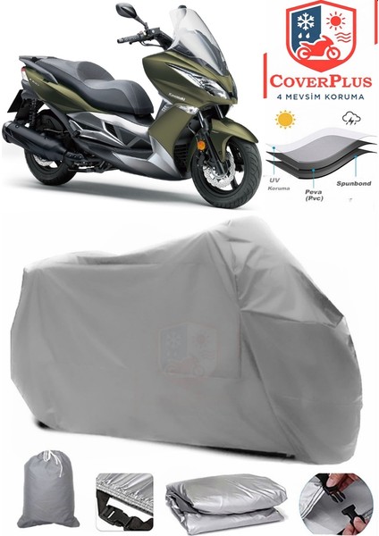 Kawasaki J 300 Gri Motorsiket Brandası Motor Örtüsü Çadır Su Geçirmez Motosiklet Kılıfı Motor Brandası