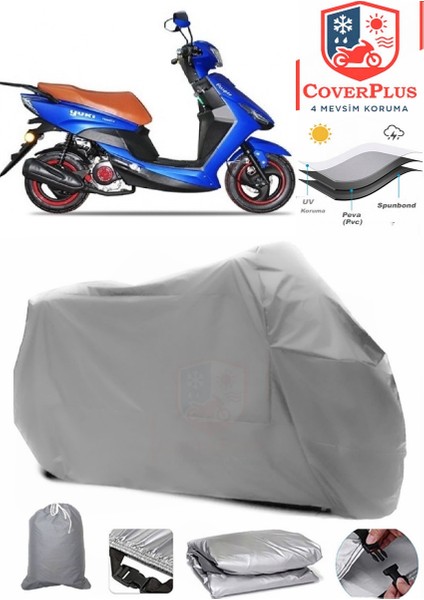Yuki YB50QT-3 Casper Gri Motorsiket Brandası Motor Örtüsü Çadır Su Geçirmez Motosiklet Kılıfı Motor Brandası