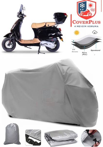 Falcon Cooper 125 Efı Gri Motorsiket Brandası Motor Örtüsü Çadır Su Geçirmez Motosiklet Kılıfı Motor Brandası