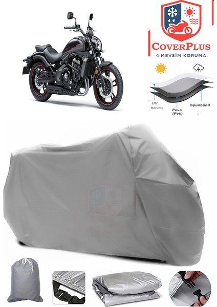 Kawasaki Vulcan S Gri Motorsiket Brandası Motor Örtüsü Çadır Su Geçirmez Motosiklet Kılıfı Motor Brandası