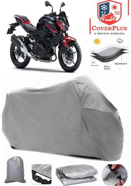 Kawasaki Z 400 Gri Motorsiket Brandası Motor Örtüsü Çadır Su Geçirmez Motosiklet Kılıfı Motor Brandası