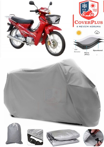 Asya As 100-7 Turkcub Lüks Gri Motorsiket Brandası Motor Örtüsü Çadır Su Geçirmez Motosiklet Kılıfı Motor Brandası