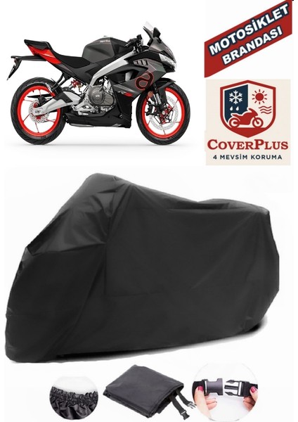 Aprilia Rs 457 Siyah Motorsiket Brandası Motor Örtüsü Çadır Su Geçirmez Motosiklet Kılıfı Motor Brandası