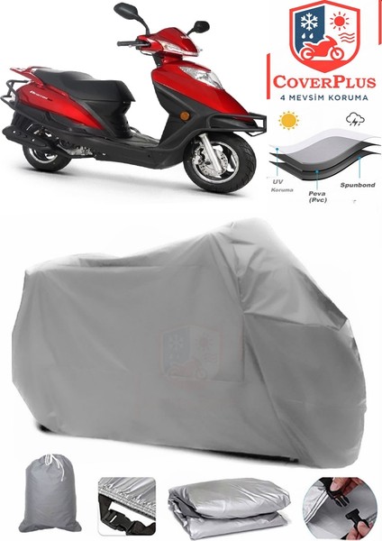 Kuba Newton 50 Gri Motorsiket Brandası Motor Örtüsü Çadır Su Geçirmez Motosiklet Kılıfı Motor Brandası