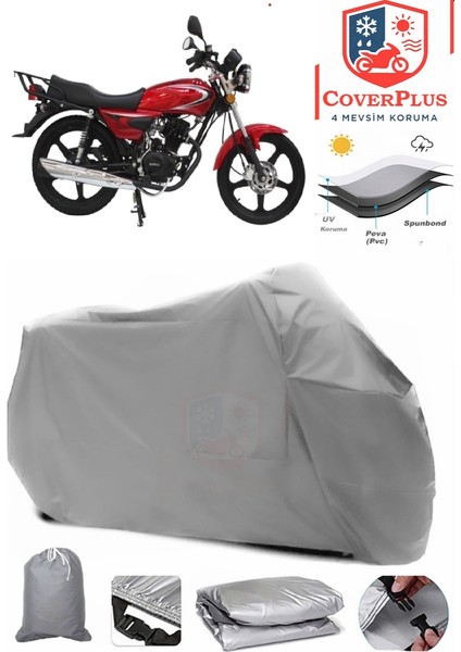 Mondial 100 Mg Prince Gri Motorsiket Brandası Motor Örtüsü Çadır Su Geçirmez Motosiklet Kılıfı Motor Brandası