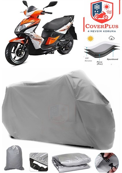 Kymco Super 8 125 Gri Motorsiket Brandası Motor Örtüsü Çadır Su Geçirmez Motosiklet Kılıfı Motor Brandası