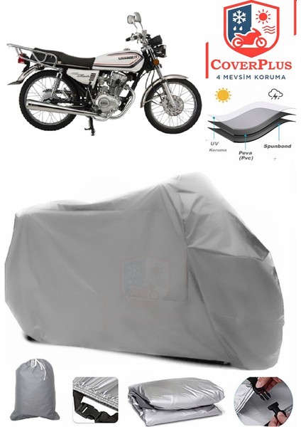 Mondial 150 Mg King Gri Motorsiket Brandası Motor Örtüsü Çadır Su Geçirmez Motosiklet Kılıfı Motor Brandası