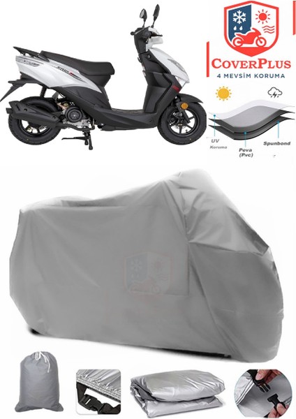 Mondial 50 Eagle Gri Motorsiket Brandası Motor Örtüsü Çadır Su Geçirmez Motosiklet Kılıfı Motor Brandası