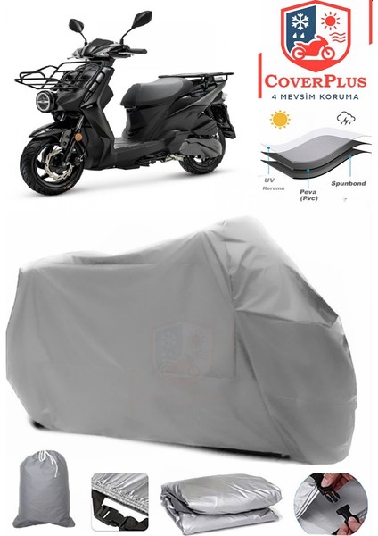 Sym Xpro Cargo 125 Gri Motorsiket Brandası Motor Örtüsü Çadır Su Geçirmez Motosiklet Kılıfı Motor Brandası