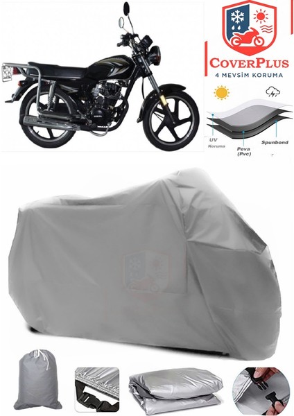 Kral Motor KR-125-7 Gri Motorsiket Brandası Motor Örtüsü Çadır Su Geçirmez Motosiklet Kılıfı Motor Brandası