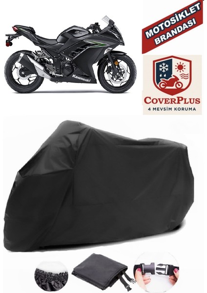 Kawasaki Ninja 300 Siyah Motorsiket Brandası Motor Örtüsü Çadır Su Geçirmez Motosiklet Kılıfı Motor Brandası