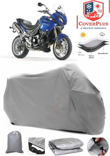 Triumph Tiger 1050 Gri Motorsiket Brandası Motor Örtüsü Çadır Su Geçirmez Motosiklet Kılıfı Motor Brandası
