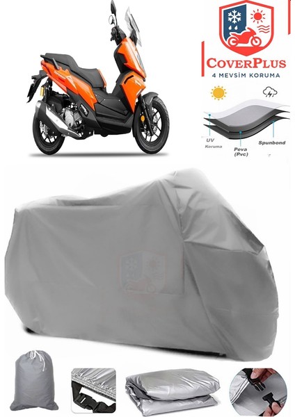 Yuki Defender Maxi Adv Gri Motorsiket Brandası Motor Örtüsü Çadır Su Geçirmez Motosiklet Kılıfı Motor Brandası